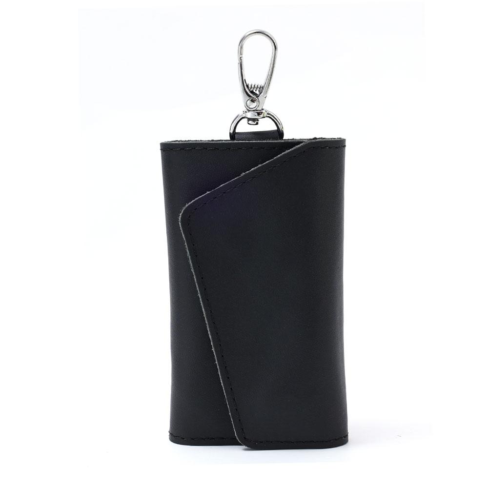 

2026 Leather Keychain Bag for Men Women Key Holder Organizer Pouch Cow Split Car Key Wallet Housekeeper Key Case Mini Card Bag чёрный