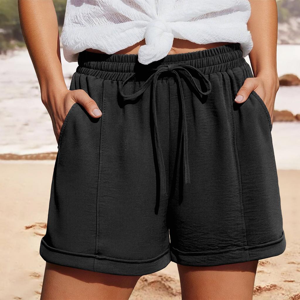 Women’s Drawstring Elastic Waist Casual Shorts with Pockets Relaxed Fit Lightweight Soft Fabric Summer Lounge Bottoms