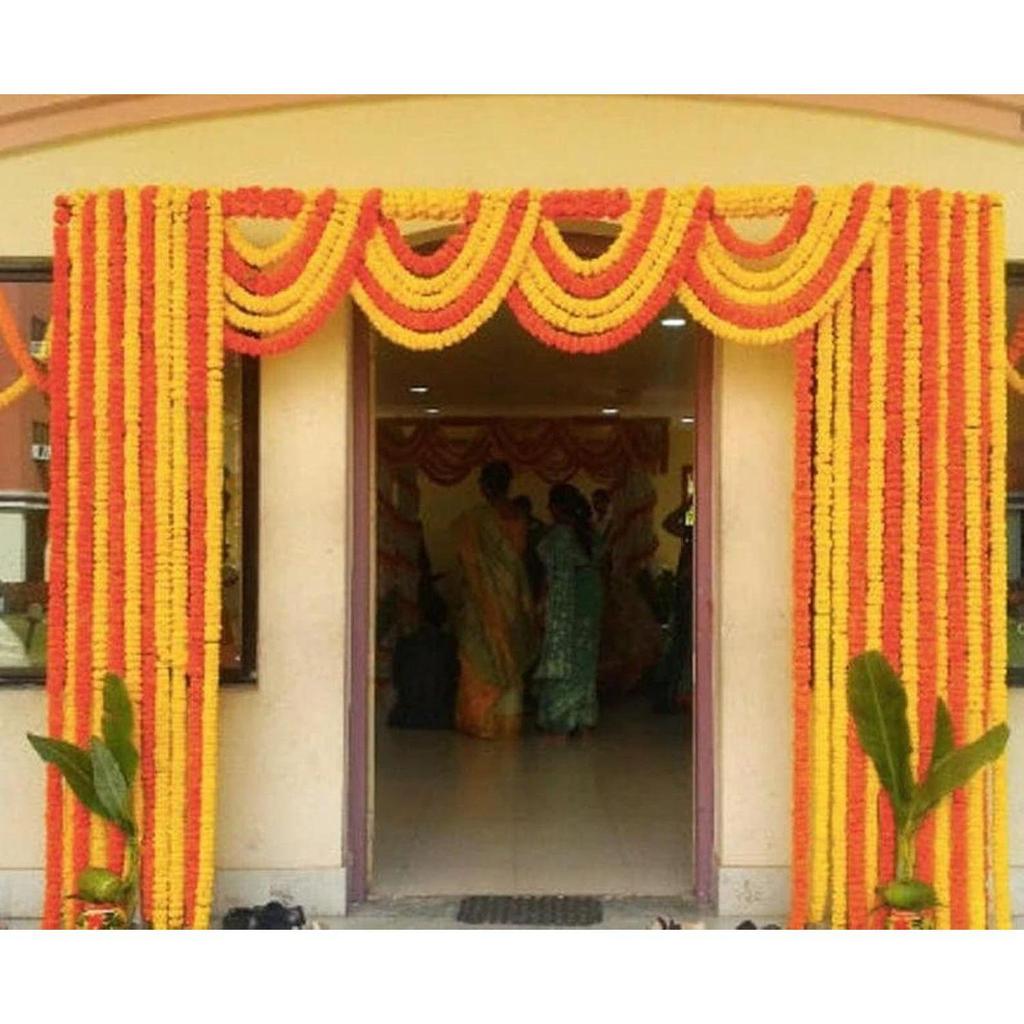 10 ks Indické ručně vyráběné umělé měsíčkové girlandy květin pro dekoraci Dlouhé pro dekoraci dveří Toran Genda Phool pro svatbu