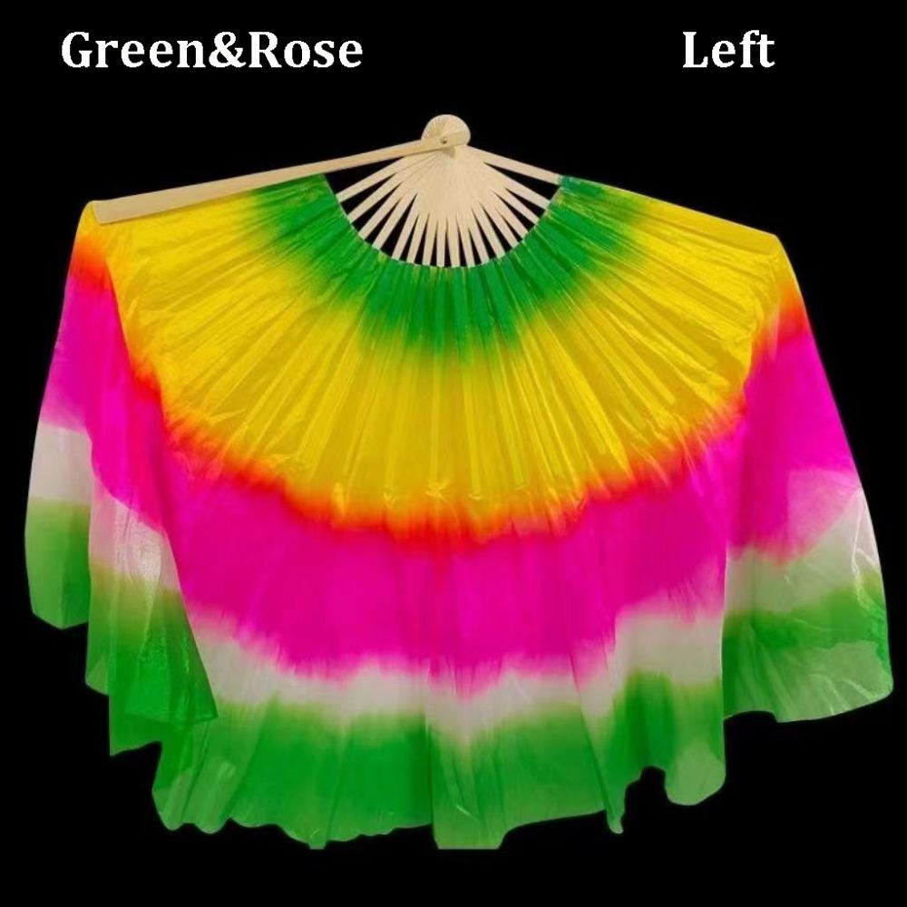 45cm Half Circle Silk Kids Children Bamboo Fans Hand Dye Adults Fan Veil Pairs Yangko Dance Tools