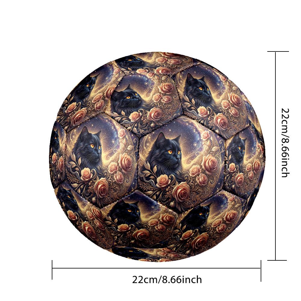 1pc Black Cat Roses Durable Size 5 Soccer Ball Professional Match Training Football Indoor &Outdoor Sports Ball P60170