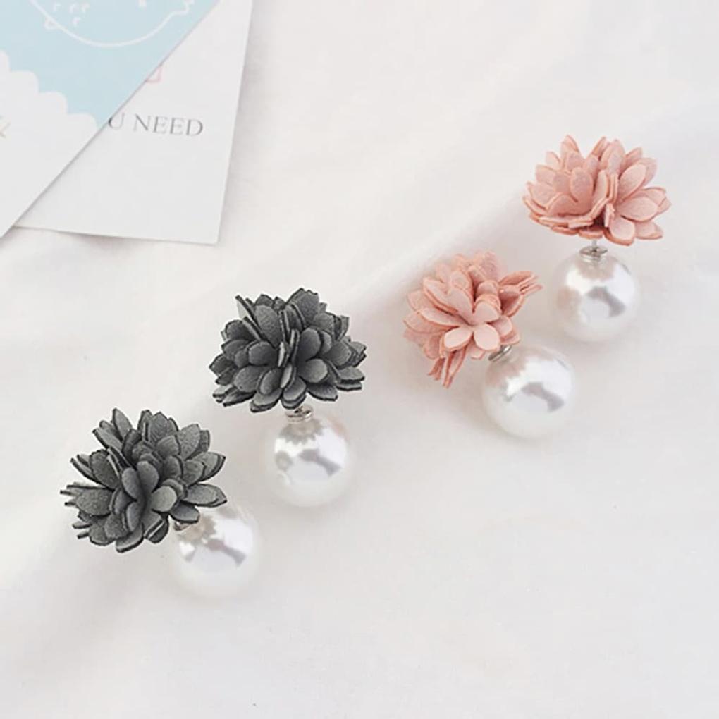 925 Silver Freshwater Pearl Earrings Love Flower Pattern