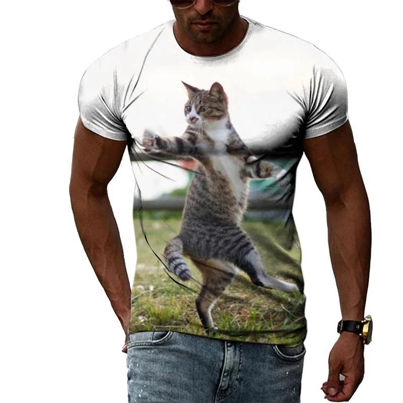 

Funny Cat Graphic T Shirt Men Cute Animal 3D Printed T-Shirts Summer Fashion Personality Casual O-Neck Tees Loose Short Sleeves 150