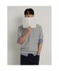 Binpolmen Cotton Silk Collared Neck Knit Gray