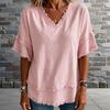 European and American New V-neck Pullover Short-sleeved Loose Women's Shirt Casual Women's Top