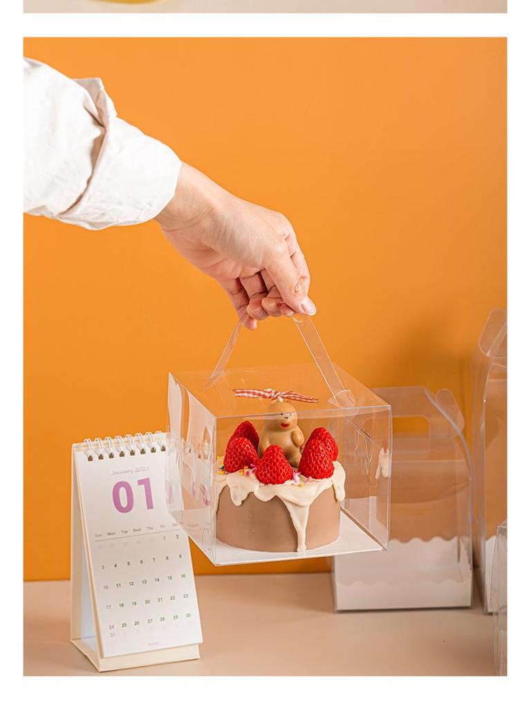 Four-Inch Transparent Cake Box with Handle for 2/3/5/6-Inch Western-Style Pastries