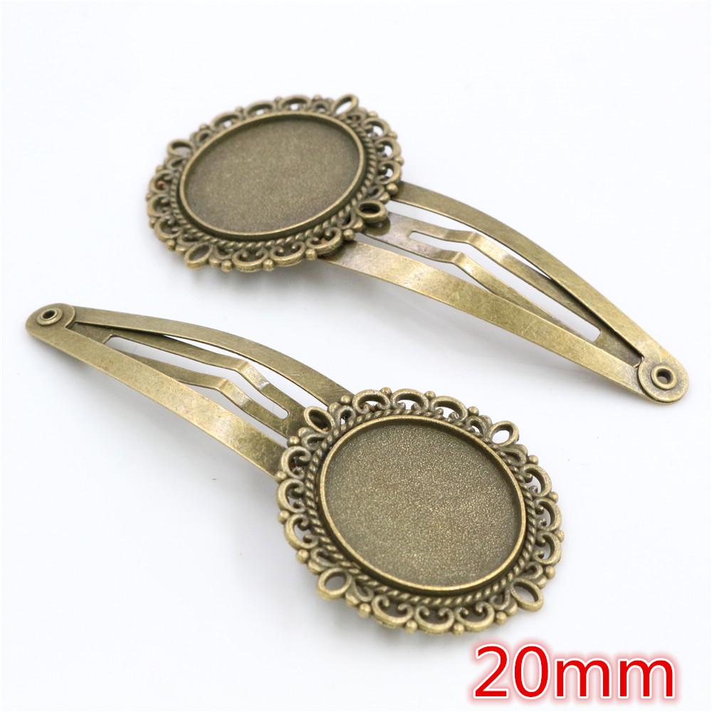 5pcs 20mm 18mm 18x25mm Inner Size Round/Oval Copper Material Hairpin Hair Clips Hairpin Base Setting Cabochon Cameo 