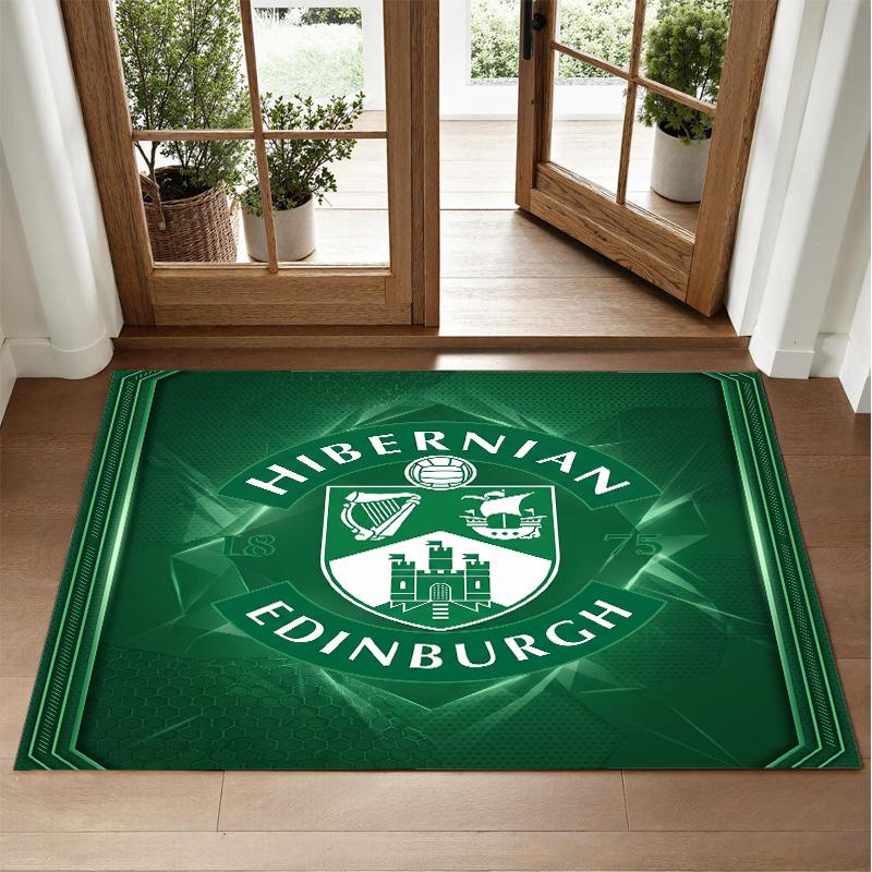 Hibernian FC Design Crystal Velvet Rug Soft Decorative Mat for Bedroom Entrance
