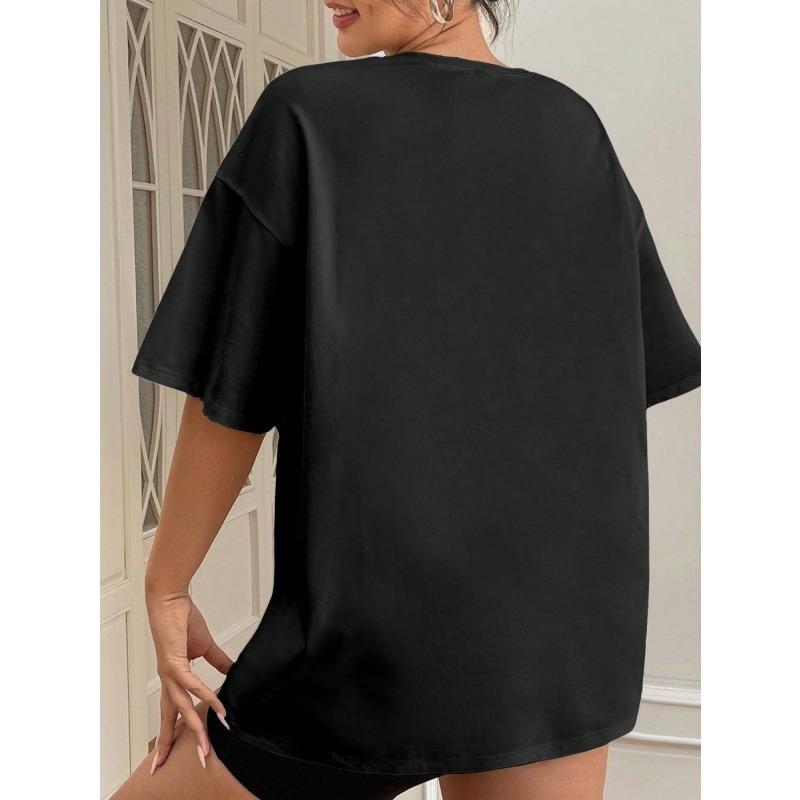 Ladies' Fashionable Casual T-shirt | LIMITED Letter Printed Round Neck Short Sleeved Micro Elastic Fabric, Ideal for Casual Daily Wear and Outdoor