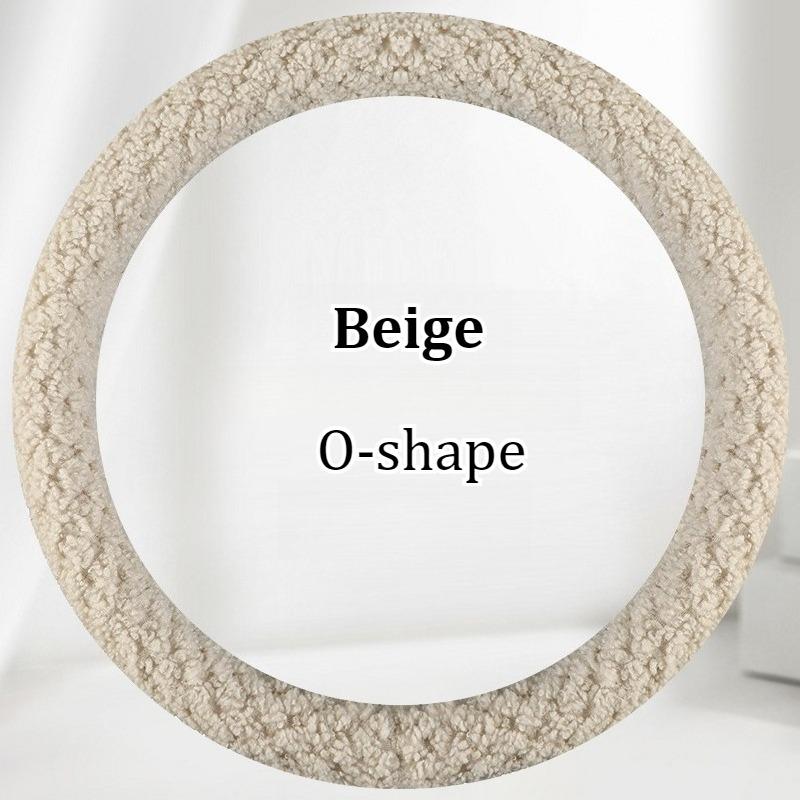 Winter Warm & Cozy 3D Pattern Short Plush Steering Wheel Cover – Ultra-Soft Lamb Fleece Feel, Non-Slip Grip Rubber Inner Ring