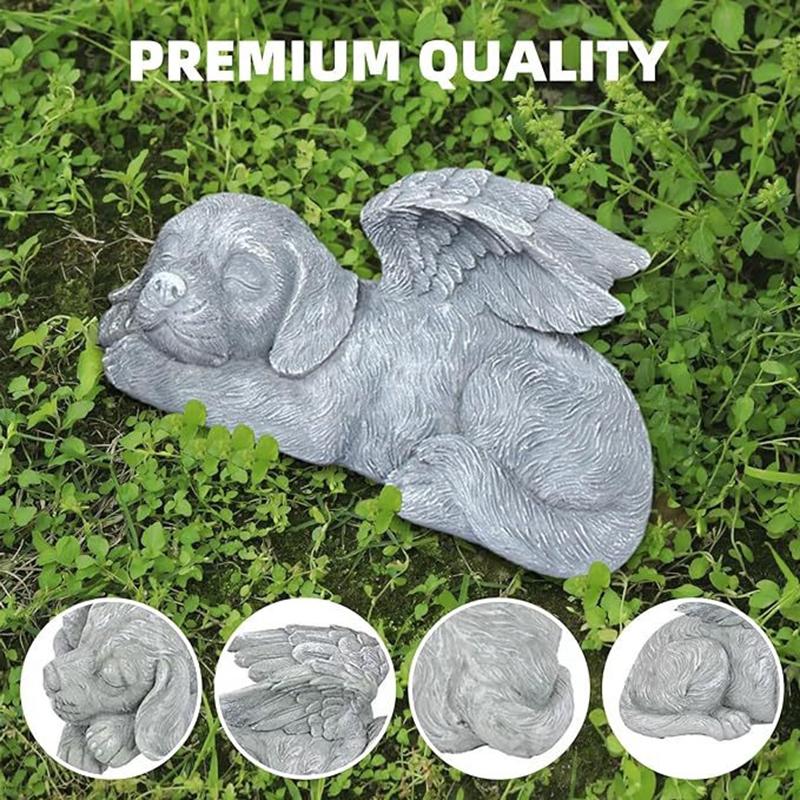 .Resin Angel Dog Cat Statue Garden Decor Puppy Tombstone Sculpture Ornaments Gifts For Yard Home Decoration Living Room Supplies