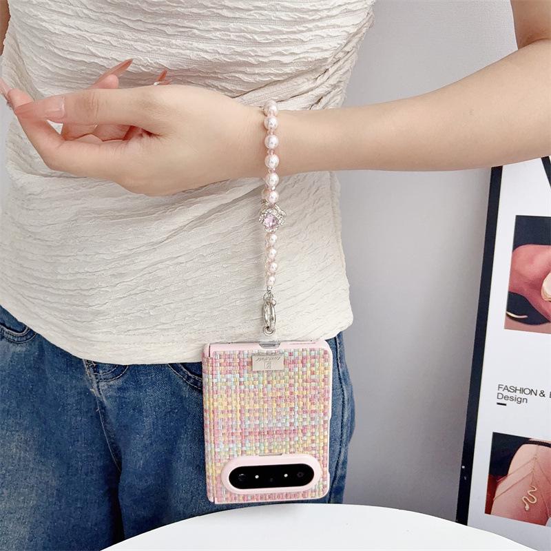 Huawei PuraxMax French-Style Foldable Phone Case with Double Middle Axis and Woven Texture