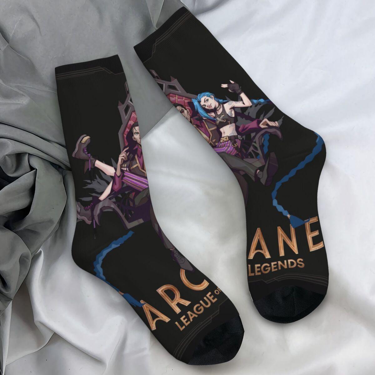 

Аркейн Ви И Джинкс Аниме Чулки Мужские Носки Мягкие Дышащие Забавные Носки Весенние Скейтборд Противоскользящие Индивидуальные Носки Подарок на День Рождения One Size