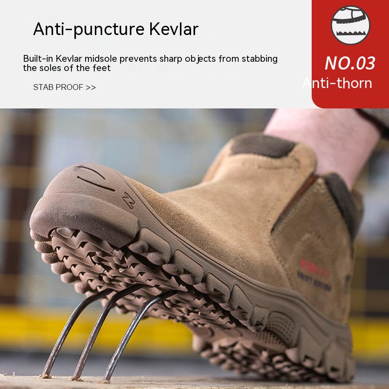 Men's Steel Toe Work Boots Anti-Smash Safety Shoes - Non Slip Construction Workwear Insulation 6KV Breathable Outdoor Boots