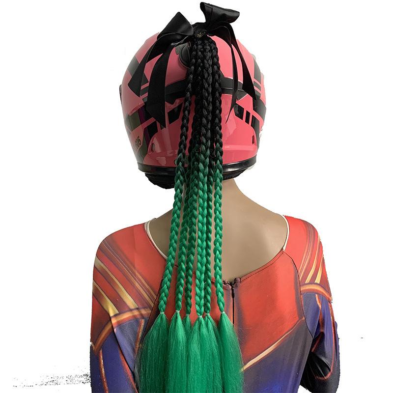 New Helmet Dirty Braids Motorcycle Woman Braids Wig Multicolor For Motorbike Helmets Decoration Punk Ponytail Headwear Universal