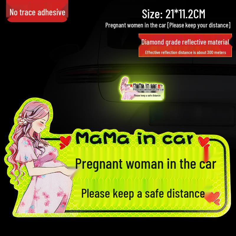 Reflective Magnetic Car Sticker for New Female or Pregnant Drivers - Baby on Board