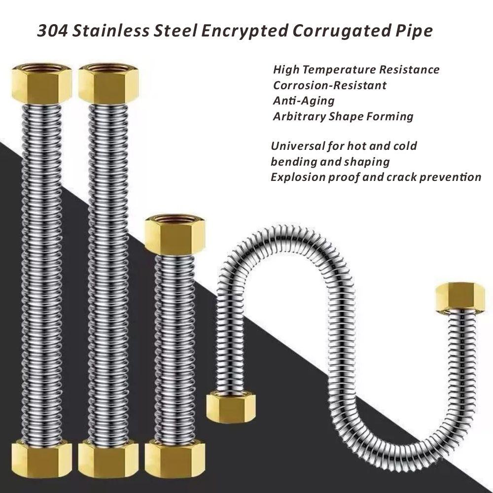 304 Stainless Steel 20-200cm Corrugated Pipe 1/2" BSP For Bathroom Water Heater Hose And Toilet Woven Explosion-Proof Water Pipe