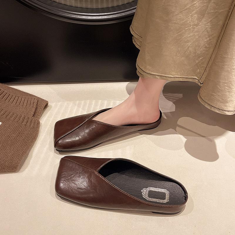 

Женские тапочки баотоу Женские 2025 Лето Новая Мода и Удобные Квадратный Носок Набор для Ног Полутапочки Женские 42