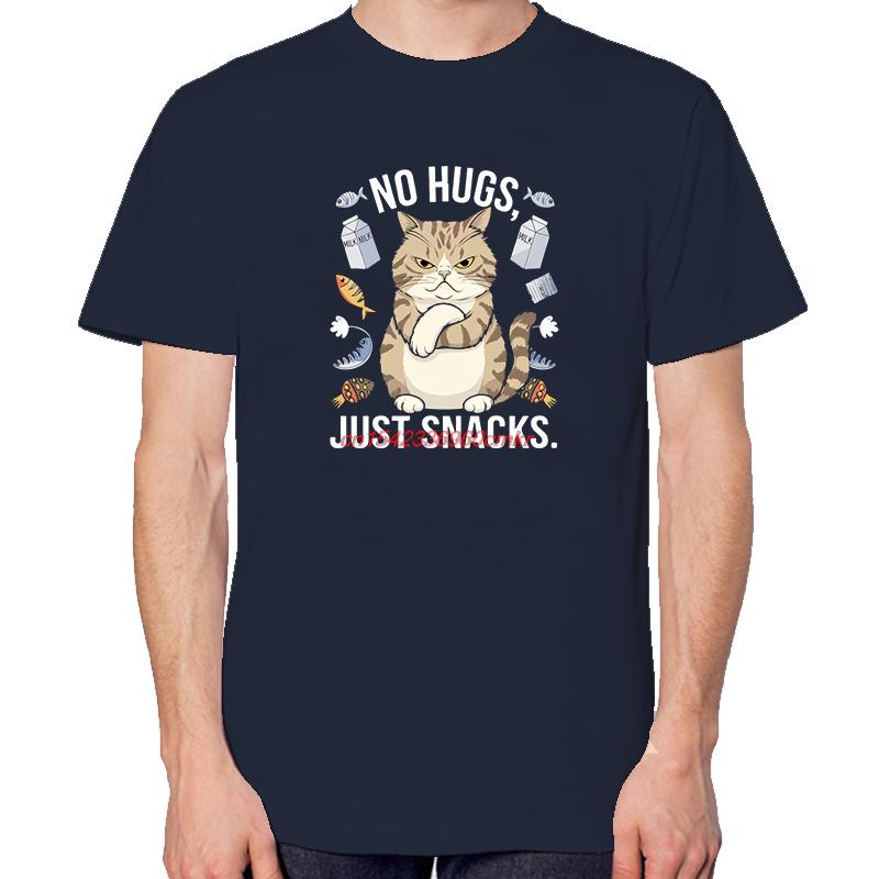 No Hugs Just Snacks Funny Cat Shirts Cute Graphic Tee Summer New In Tops And Tshirts Short Sleeve Tee Unisexs Cotton Tshirt