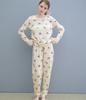 Peach John Winter One Made with a Soft and Comfortable Cotton Blend and a Ribbon Women's Pajamas, Black, Size, Print.