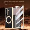 For Samsung Galaxy Z Fold 7 Case Luxury PU Leather Ring Stand Magnetic Wireless Charging Protect Back Cover for Z Fold7 Shell