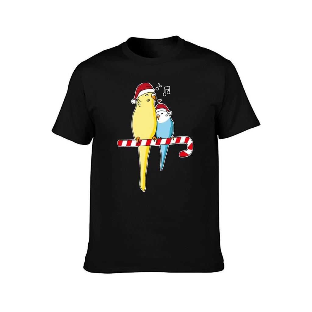 Christmas Budgie budgerigar bird parakeet gift idea T-Shirt Casual Simple Design Short Sleeve Shirt