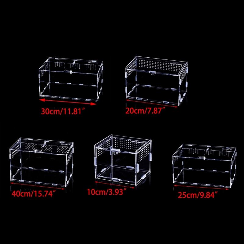 Reptiles Feeding Box Breeding Cases Portable Acrylic Terrarium Clear Insect Habitat for Mini Lizards Pet Centipedes