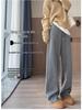 Women's High-Waisted Fleece-Lined Wool Wide-Leg Pants - Winter Slimming Casual Floor-Length.