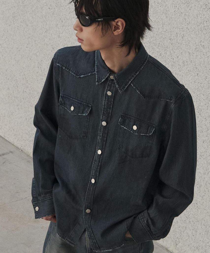 SENTAIR Oil Vintage Western Denim Shirt_D1