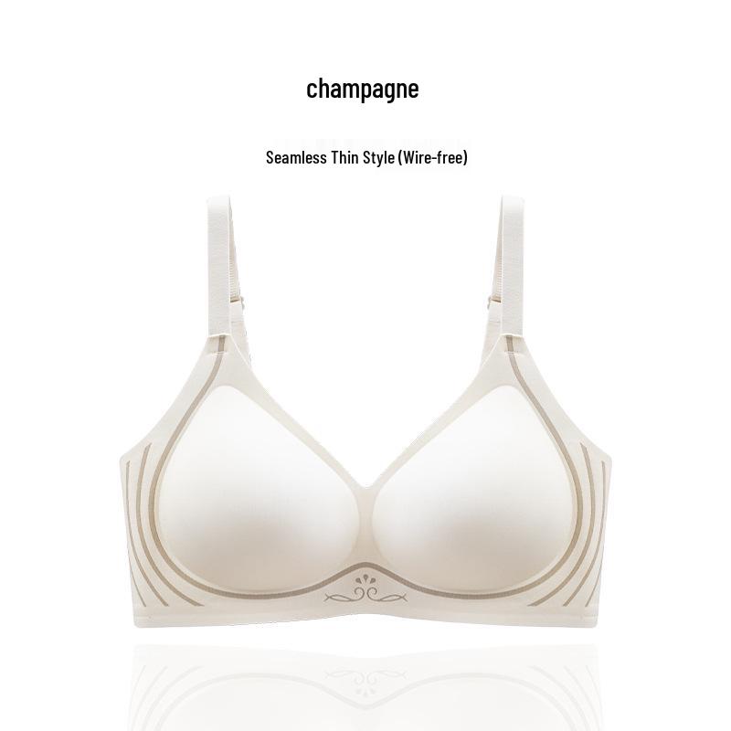 Women's Seamless Push-Up Bra with Side Support, Thin Fixed Cups, and Beautiful Back Design for Full Coverage and Anti-Sagging.