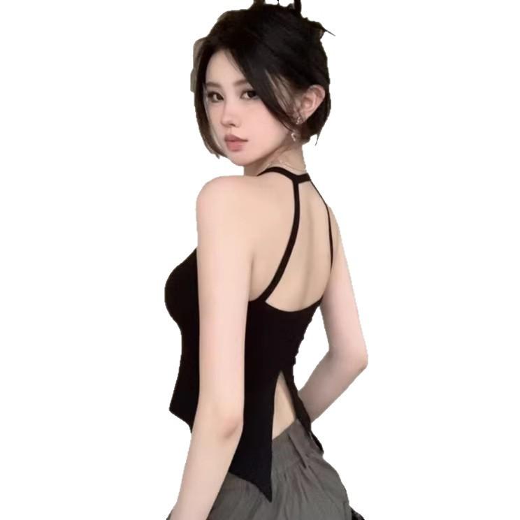 Sexy Pure Desire Neck Beauty Back Suspender Sleeveless Off-the-shoulder Vest Top Women's T Summer Slim-fit Navel Base Women's T Tide
