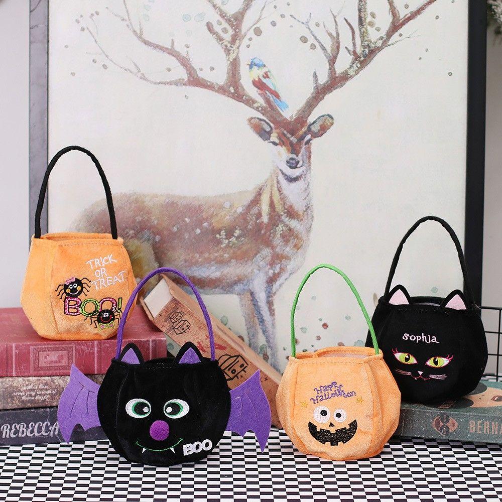Bat Party Trick Or Treat Pumpkin Gift Basket Halloween Handbag Tote Bags Candy Bag Loot Bag