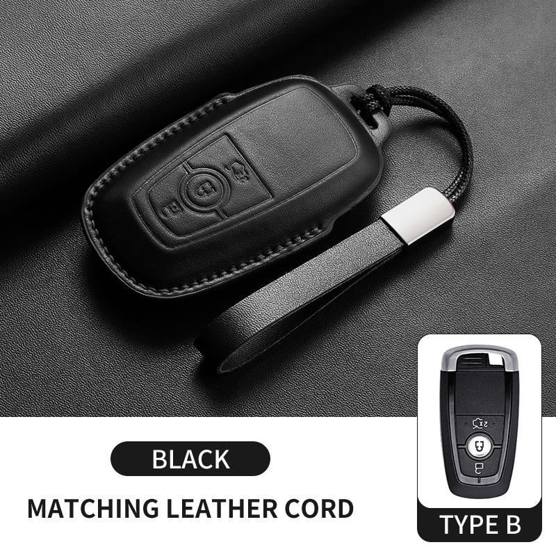Leather Car Key Case Cover For Ford Focus Explorer Edge Mustang Fusion Mondeo Kuka Escape F250 F350 F450 F550 Galaxy Auto Parts