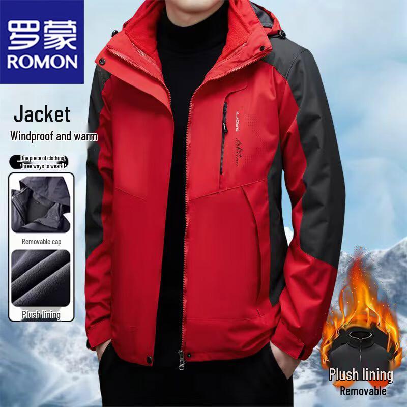 

ROMON Men s 3-in-1 Windproof Fleece Hiking Jacket L