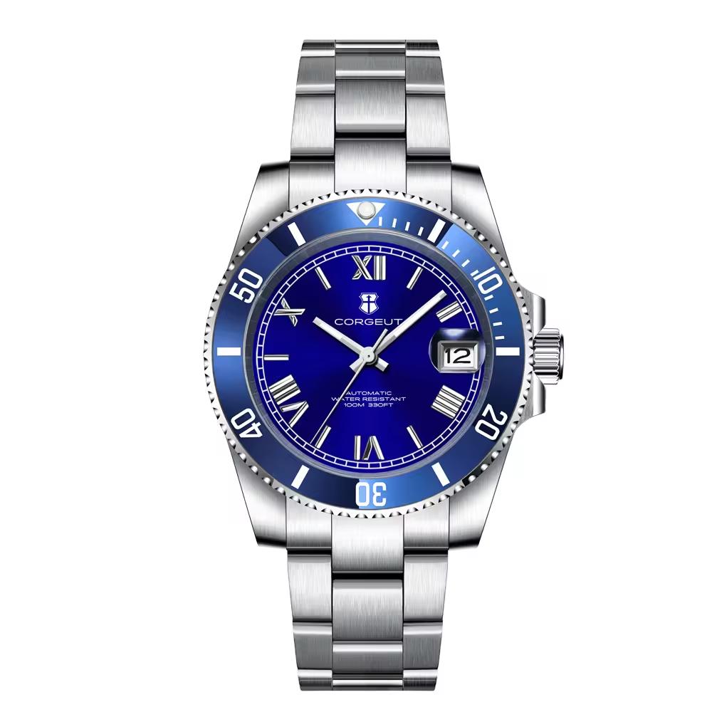 CORGEUT 40mm NH35 Uhrwerk Herren Klassische Uhren Automatisch Mechanisch Saphirglas 10Bar Tauchen BGW9 Leuchtend Geschenkuhren