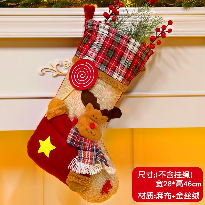 Christmas Stockings Socks Santa Snowman Hanging Xmas Tree Ornaments Christmas Decor for Home New Year Navidad Candy Gift Bags