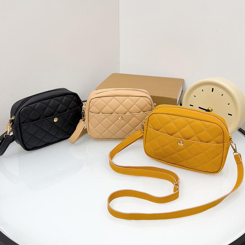 Diamantová čtvercová taška se vzorem liči, taška na mobilní telefon, dívčí taška přes rameno crossbody v korejském stylu