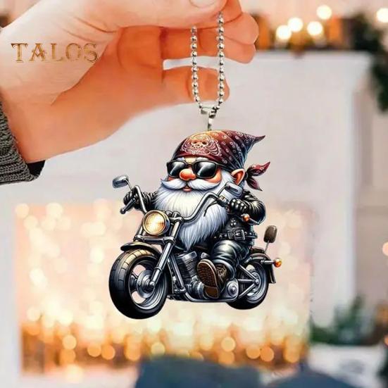 Swinging Cat Car Mirror Hanging Ornament Wearing Christmas Hat Car Pendant Decoration Acrylic Versatile Car Interior Accessories