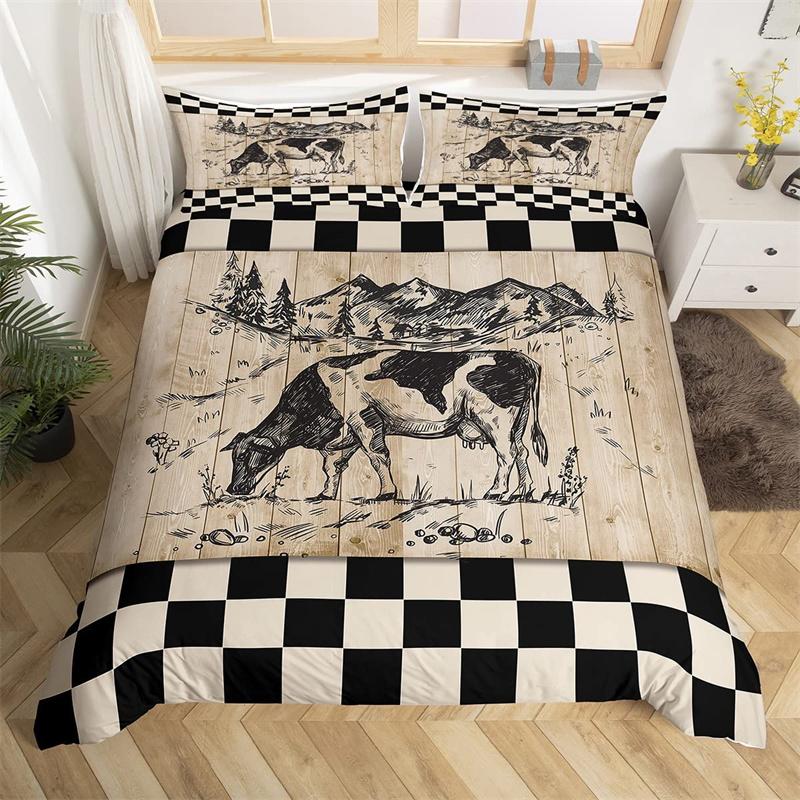 Comforter Queen 3 Pieces Ultra Soft Cow Printed Comforter Set With Zipper Closure And Black White Pink