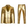 Erkek Parlak Altın 2 Parça Takım Elbise Blazer Pantolon Terno Masculino Moda Parti DJ Kulübü Elbise Smokin Takım Elbise Erkekler Sahne Şarkıcı Elbise