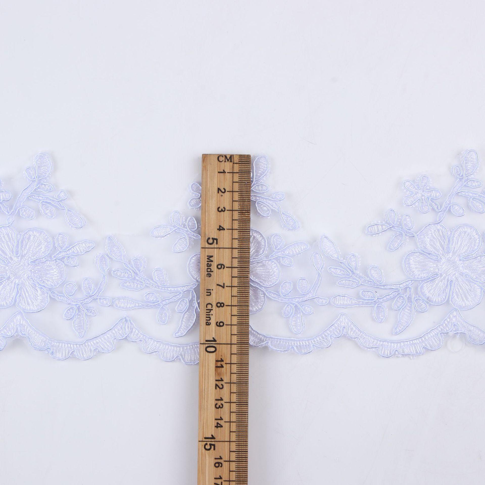 

Star Bleached White Car Bone Mesh Lace Embroidered Lace, Bridal Headgear Wedding Dress bleached white/organza bottom/width 11CM