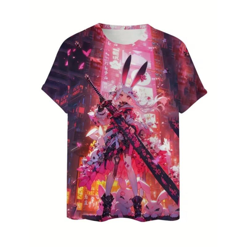 Camiseta de Moda para Hombre con Estampado 3D Cuello Redondo Manga Corta Estilo Urbano de Moda