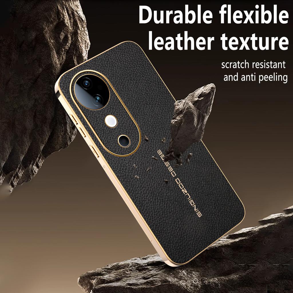 For VIVO S19 S19 Pro S18 S18Pro Premium Electroplated Lychee-textured Phone Case That’s Shockproof and Fingerprint-resistant
