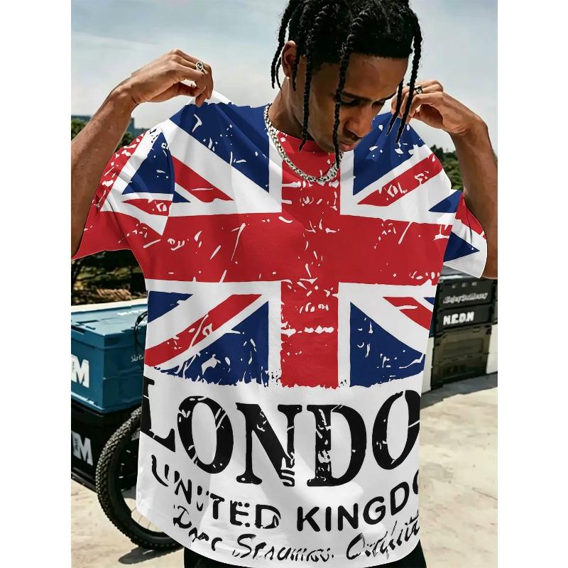 Men's Plus Size T-shirt with National Flag Animal Style 3D Printed O Neck Short Sleeved Casual Short Sleeved Tops