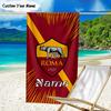 1PC Custom Name Beach Towel Rome's Legendary Crest Beach Towel, Suitable for Camping, Travel, Beach Accessories, Super Absorbent, Family Gift