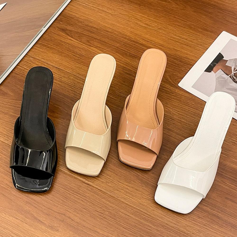 Dameslippers Høyhælte Slippers Damesandaler Nye Sommerslippers Tynne Hæler Firkantede Tær Sexy Uteslippers Chanclas Mujer