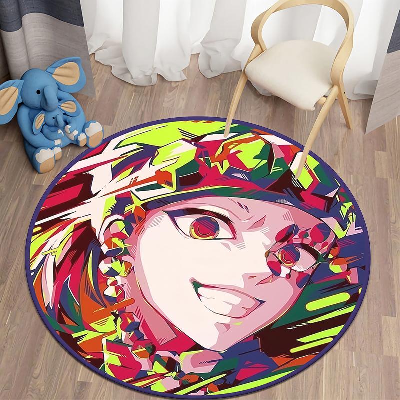  Demon Slayer Japanese Anime HD Print Round Carpet Bedroom Balcony Entry Door Chair Non-slip Mat Popular Decorative Rugs