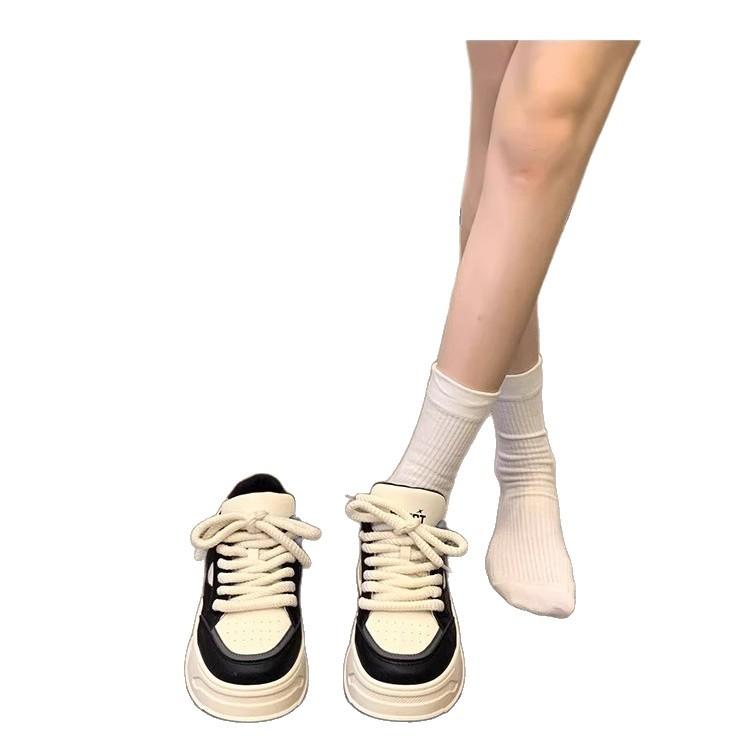 Popular Muffin Versatile Little White Shoes Women's Summer High-end Thick Baseplate Shoes 2025 New Dexun Casual Sports Shoes