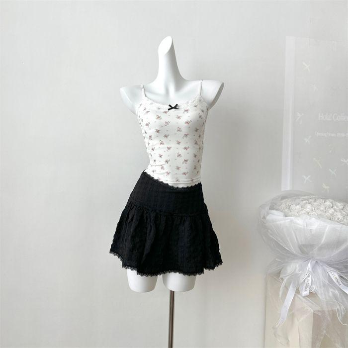 

Цветочный кружевной бант Pure Desire жилет на подтяжках женская одежда с нагрудными подушечками летний новый тонкий короткий топ one size