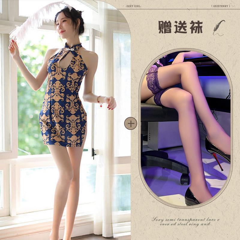 Sex underwear emotional perspective high-end cheongsam nightclub tight short skirt uniform temptation suit classical cheongsam
